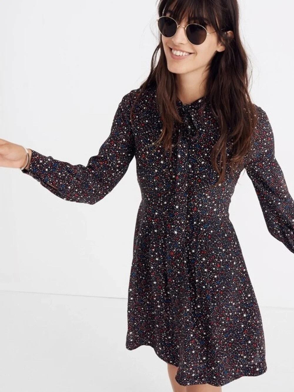 Madewell Silk Star Print Dress